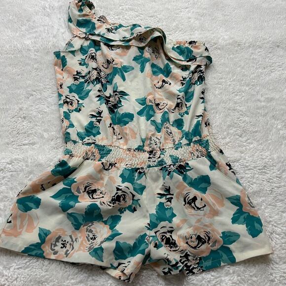 Guess Pants - Guess Women's Sz M Floral Multicolor Romper Off The Shoulder Y2K Clubbing Era